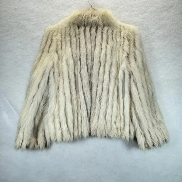Saga Fox Blue Fox Real Fur Finland Ivory Cream Soft Luxury Glamorous Jacket Sz L - Picture 2 of 11